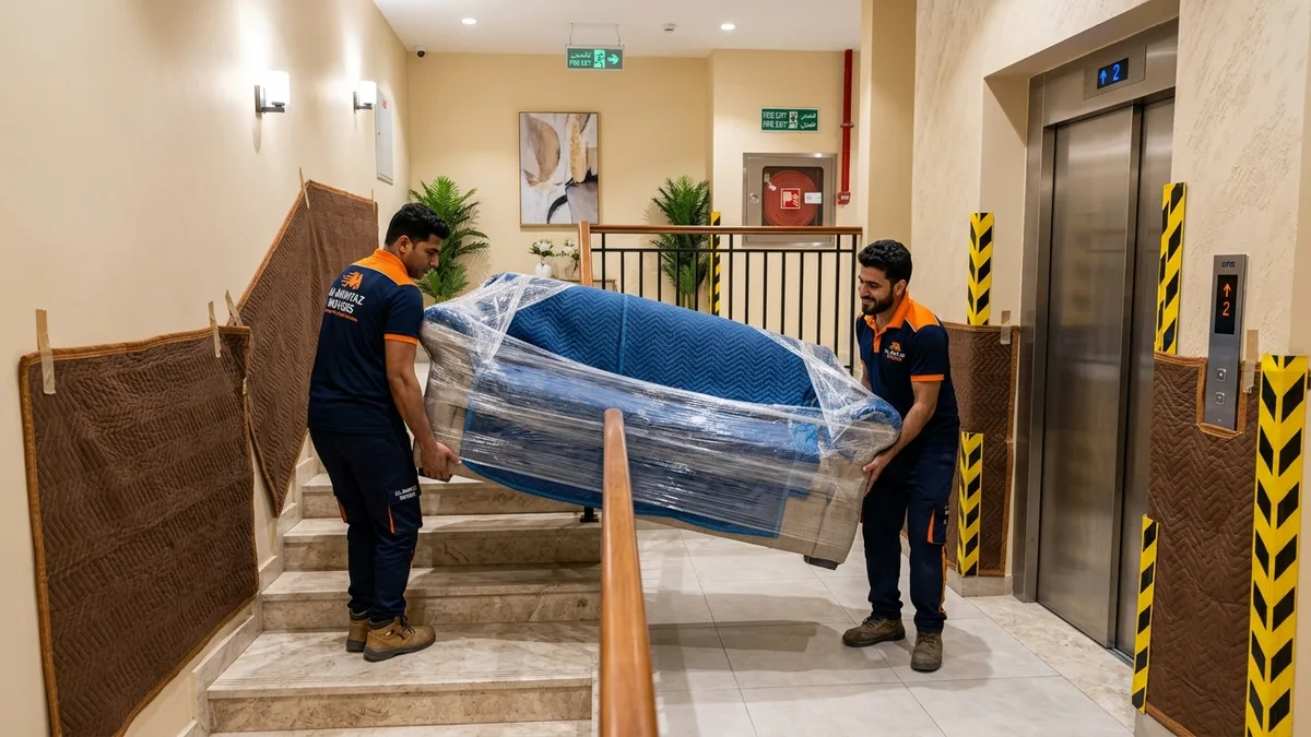 نقل عفش شقق بجدة للأدوار المرتفعة وحماية السلالم والمصاعد